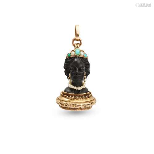 A 19th century gem-set Blackamoor seal