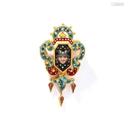 A late 19th century Italian micromosaic pendant/brooch, circ...