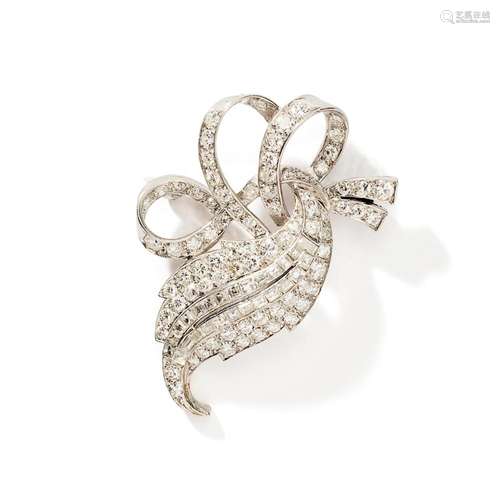 A mid 20th century diamond brooch