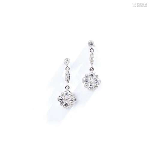 A pair of diamond earrings