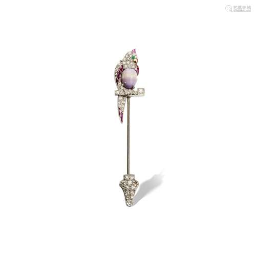 Cartier: An Art Deco gem-set jabot pin, circa 1920