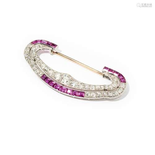 Chaumet: An Art Deco ruby and diamond brooch, circa 1930