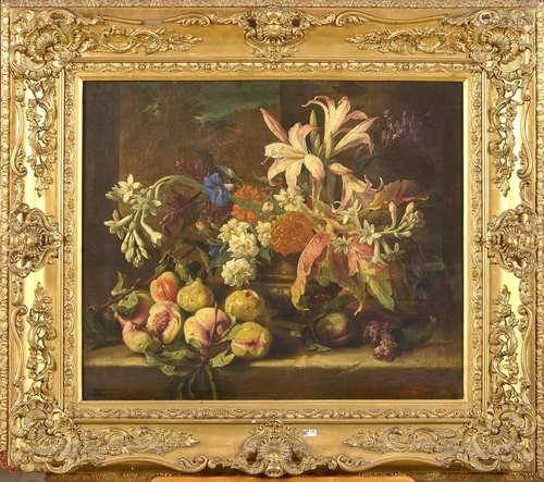 Huile sur toile marouflée sur toile "Nature morte aux p...