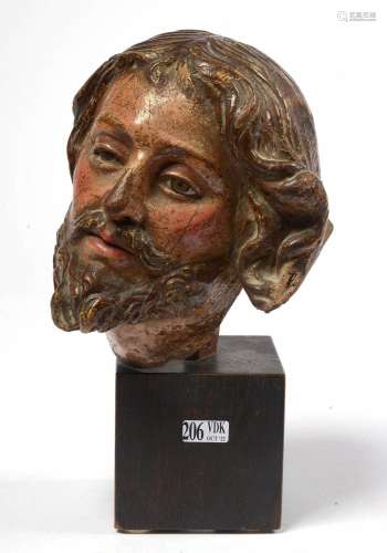 "La tête du Christ" en bois sculpté et polychromé ...