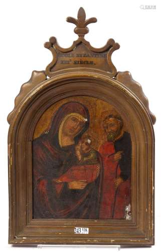 "La Sainte famille" icône peinte sur bois. Epoque ...
