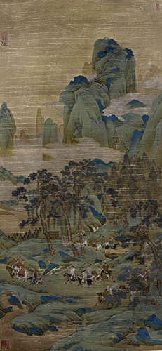 仇英 青绿山水 立轴 纸本