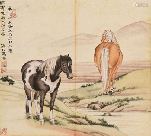 马晋 (1900-1970) 双骏图