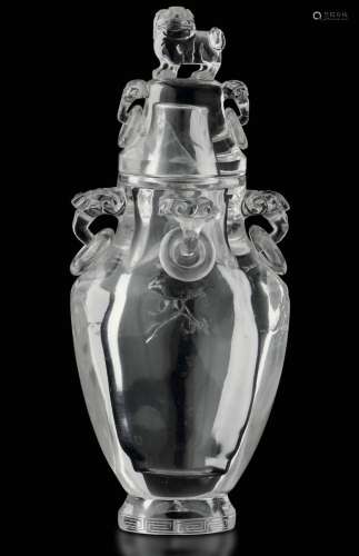 A rock crystal vase, China, Qing Dynasty, 1800s