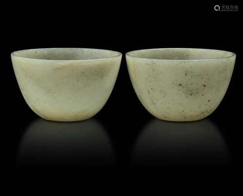 Two carved jade bowls, China, Qing Dynasty