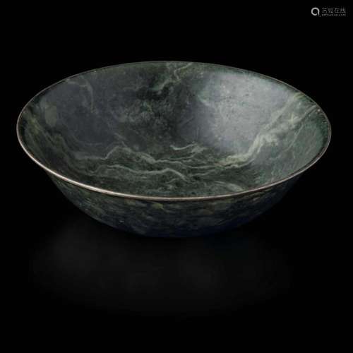 A carved jade bowl, China, Qing Dynasty