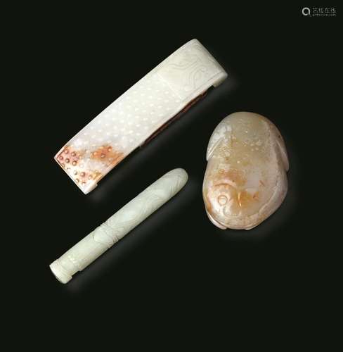 Three jade and russet items, China, Qing Dynasty