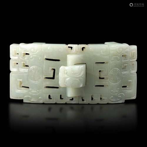 A carved jade buckle, China, Qing Dynasty