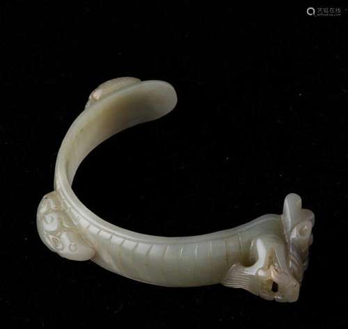 A carved jade bracelet, China, Qing Dynasty