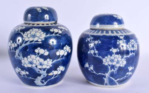 TWO 19TH CENTURY CHINESE BLUE AND WHITE PORCELAIN GINGER JAR...