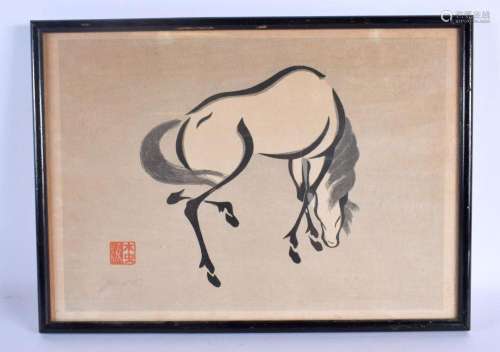 Japanese School (19th/20th Century) Ink Watercolour, Horse. ...