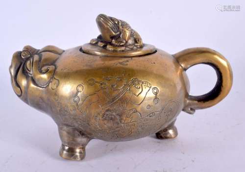 AN EARLY 20TH CENTURY CHINESE BRONZE BEAST TEAPOT AND COVER ...