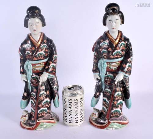 A LARGE PAIR OF 19TH CENTURY JAPANESE MEIJI PERIOD IMARI FIG...