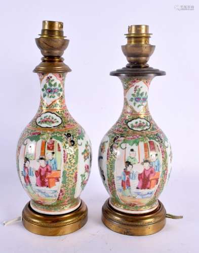 A PAIR OF 19TH CENTURY CHINESE CANTON FAMILLE ROSE COUNTRY H...