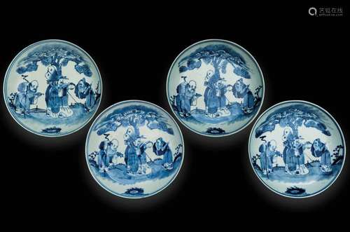 Four porcelain plates, China, Qing Dynasty