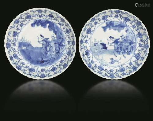 Two porcelain plates, China, Qing Dynasty