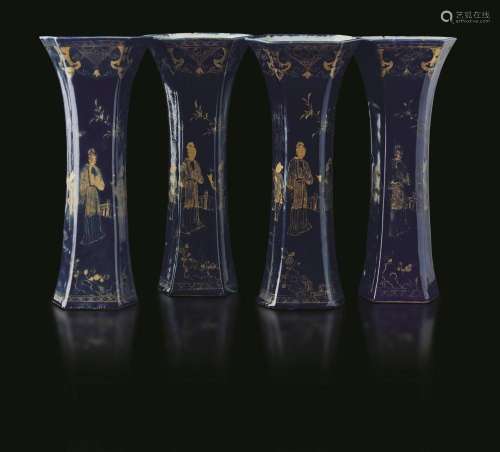 Four porcelain vases, China, Qing Dynasty