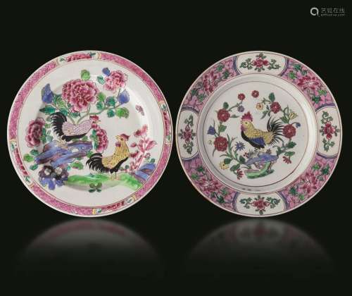 Two Famille Rose plates, China, Qing Dynasty