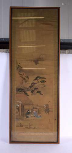 Japanese School (19th/20th Century) Ink Watercolour, Figures...