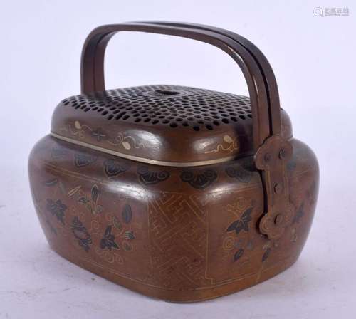 A RARE 19TH CENTURY CHINESE MIXED METAL INLAID HAND WARMER A...