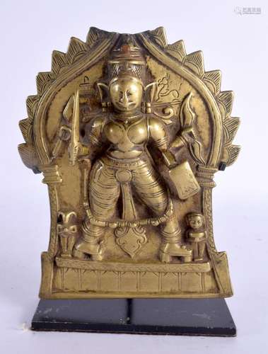 A 17TH/18TH CENTURY INDIAN BRONZE BUDDHISTIC VOTIVE PANEL de...