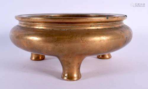 A RARE 17TH/18TH CENTURY CHINESE CIRCULAR BRONZE CENSER Ming...