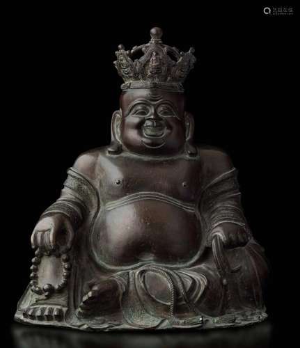 A bronze Budai, China, Ming Dynasty, 1600s