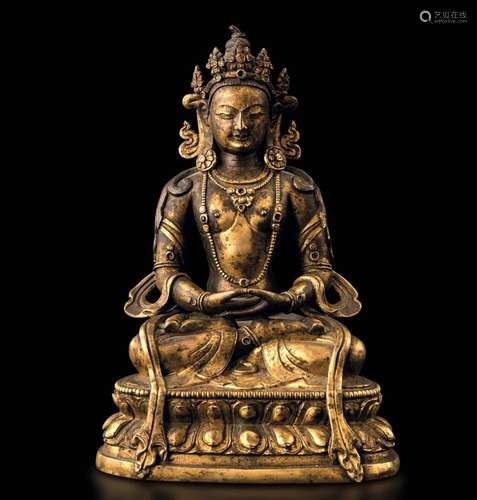 A gilt bronze Buddha Amitayus, China, Qing Dynasty