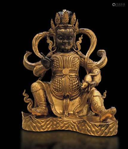 A gilt bronze guardian, China, Qing Dynasty