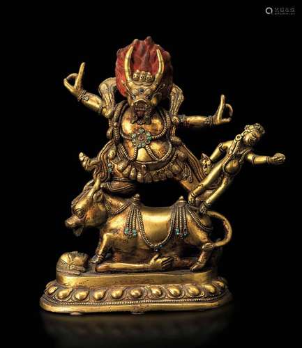 A gilt bronze Yama Lord of Hell, China, Qing Dynasty