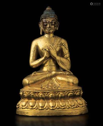 A bronze Buddha, Tibet, 1700s