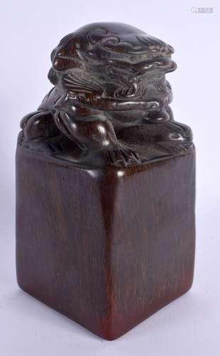 A LARGE CHINESE CARVED BUFFALO HORN TYPE SEAL 20th Century. ...