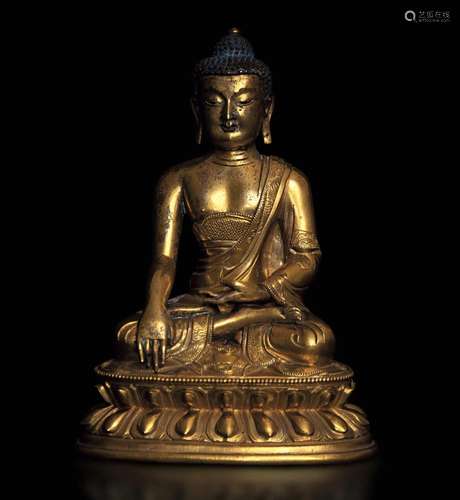 A gilt bronze Buddha Sakyamuni, China, Qing Dynasty