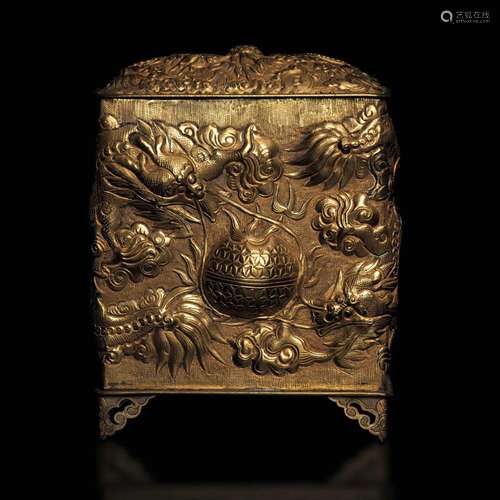 A gilt bronze casket, China, Qing Dynasty