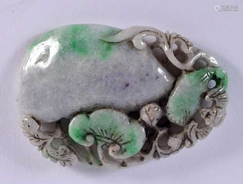 A CHINESE CARVED LAVENDER JADEITE PLAQUE 20th Century. 9.5 c...