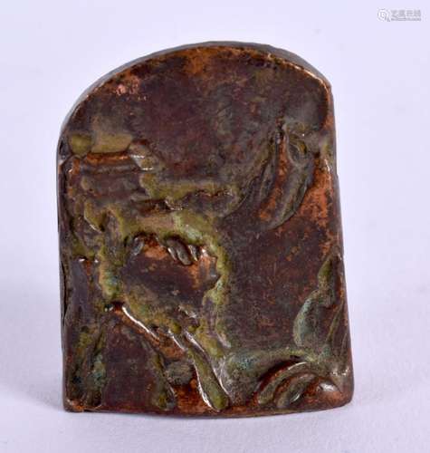 A CHINESE BRONZE MOUNTAIN SEAL 20th Century. 4.25 cm x 3.25 ...