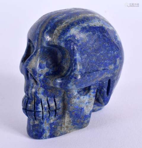 A CHINESE CARVED LAPIS LAZULI SKULL 20th Century. 5.5 cm x 6...