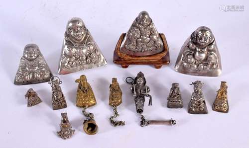 ASSORTED ANTIQUE CHINESE SILVER AND YELLOW METAL BUDDHAS Lat...