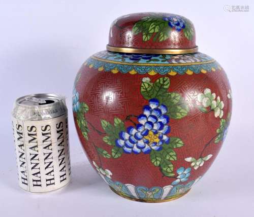 AN EARLY 20TH CENTURY CHINESE CLOISONNE ENAMEL GINGER JAR AN...