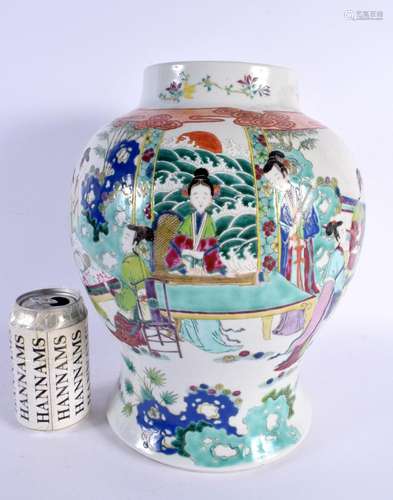 A LARGE 19TH CENTURY CHINESE FAMILLE ROSE PORCELAIN GINGER J...