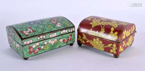 TWO CHINESE REPUBLICAN PERIOD CLOISONNE ENAMEL BOXES. Larges...