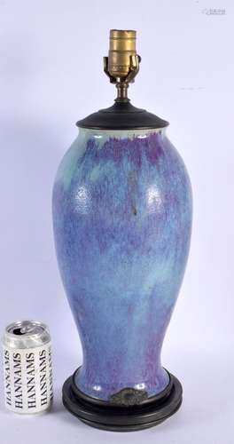 A LARGE 19TH CENTURY CHINESE JUNYAO PURPLE SPLASH VASE Qing....