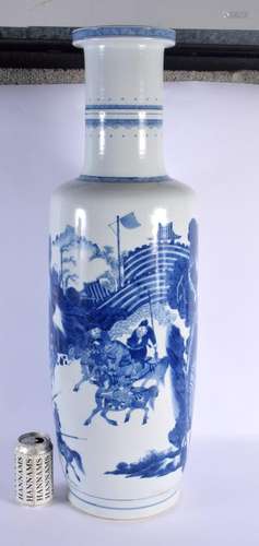 A LARGE CHINESE BLUE AND WHITE PORCELAIN ROLWAGEN VASE proba...