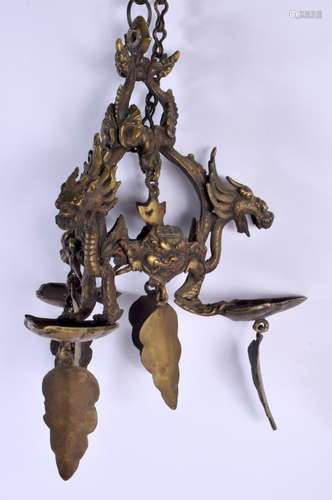 A RARE 19TH CENTURY INDIAN TIBETAN BRONZE HANGING BUDDHISTIC...