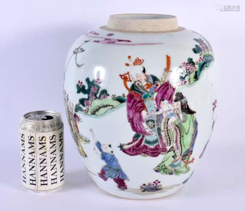 A LARGE 19TH CENTURY CHINESE FAMILLE ROSE GINGER JAR painted...