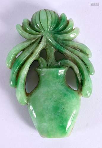 A CHINESE CARVED JADEITE FLOWER 20th Century. 9 cm x 5.75 cm...